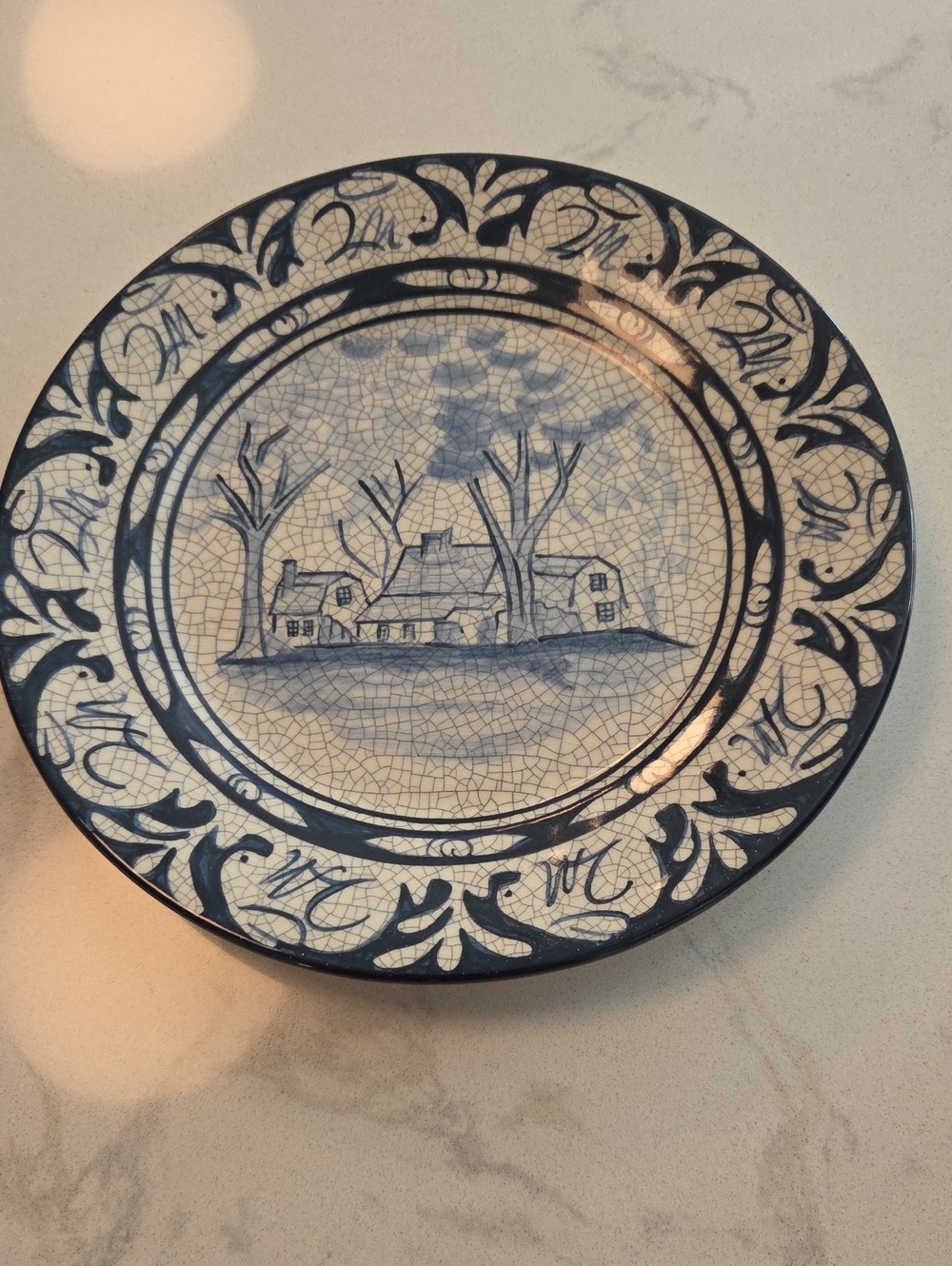 Dedham Pottery Reproduction Plate  Dedham Historical Society Museum Collection